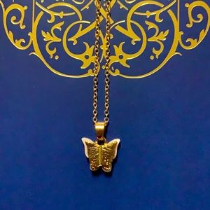 18k Gold Plated Pink Butterfly Charm Necklace